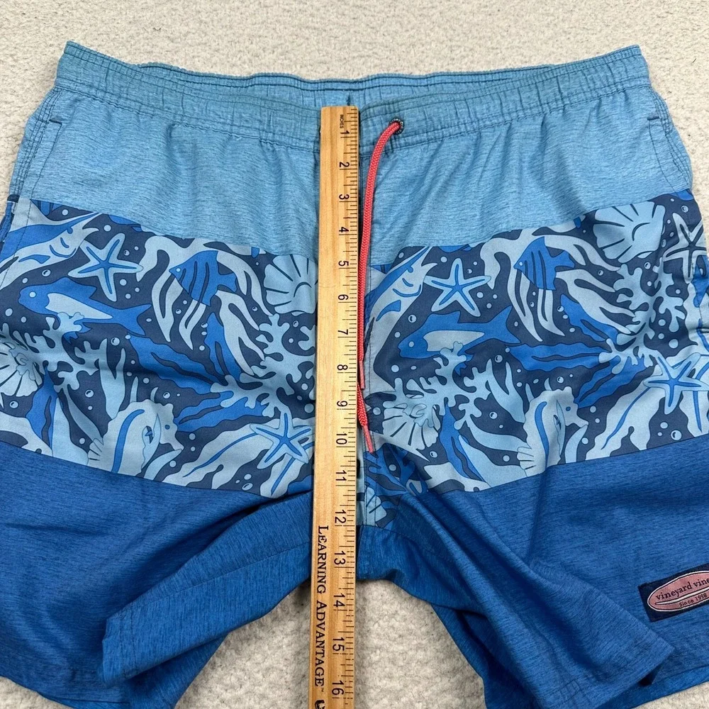 Vineyard Vines  Swim‎ Trunks Mens Medium Drawstring Lined Swimming Stretch Blue